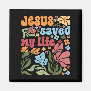 Imán Retro Jesucristo Salvó Mi Vida Floral De Boho Chri