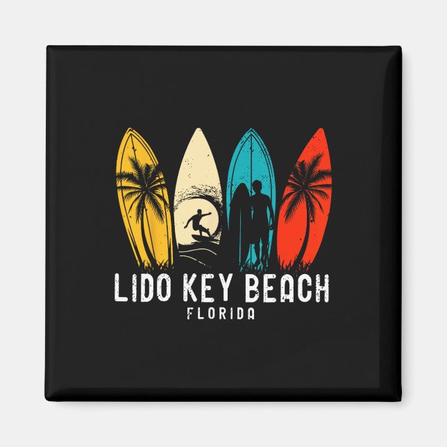 Imán Retro Lido Key Beach Florida Surfboarder Design Fo (Frente)