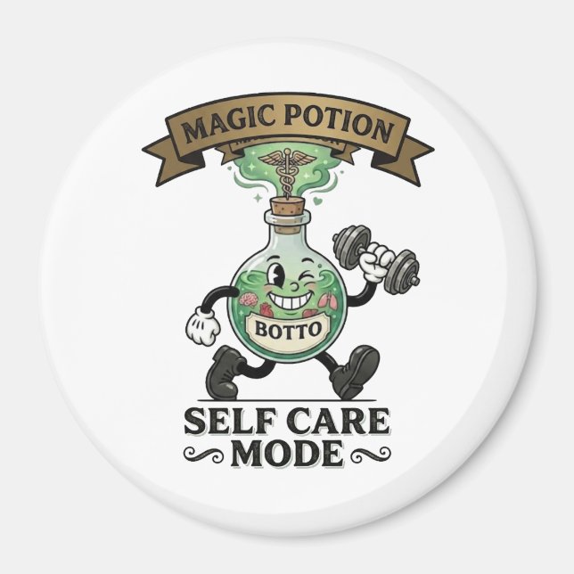 Imán Retro Magic Potion Self Care Mode Fitness Gift (Frente)