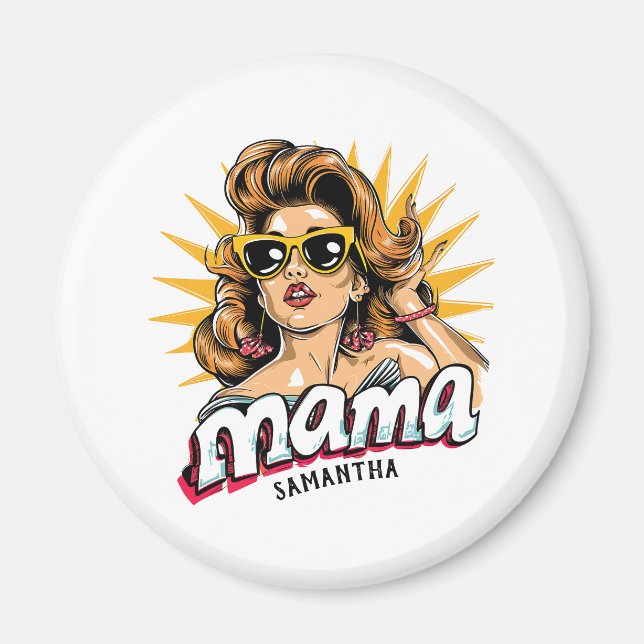 Imán Retro mamá pop Art 1 personalizado (Frente)