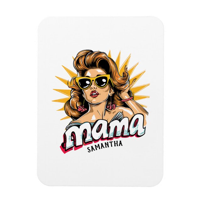 Imán Retro mamá pop Art 1 personalizado (Vertical)