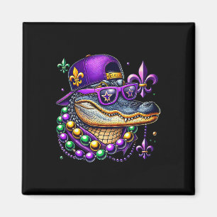Imán Retro Mardi Gras Lagarto Mardigator Cocodrilo Fu