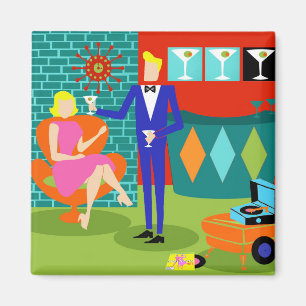 Imán Retro Martini Couple Magnet