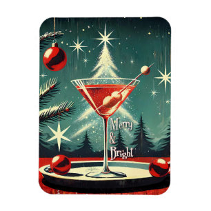 Imán Retro Martini de árbol de Navidad con tormenta de