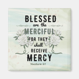 Imán Retro Matthew 5:7 Verso de la Biblia