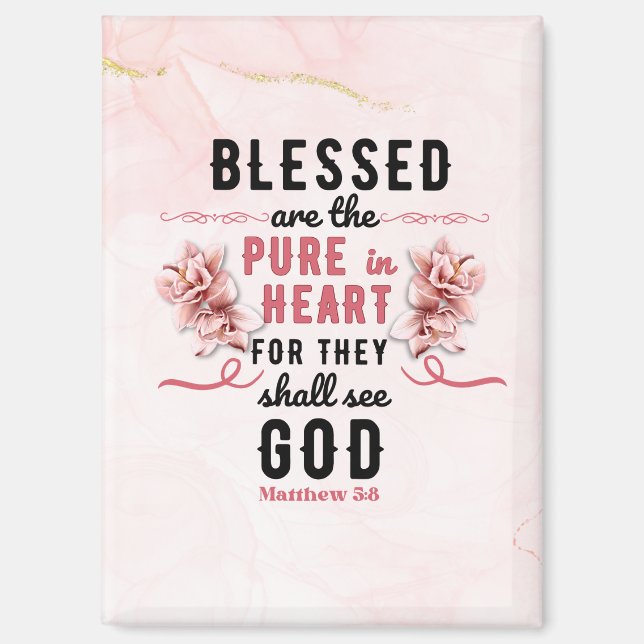 Imán Retro Matthew 5:8 Calla Lillies Watercolor (Anverso)