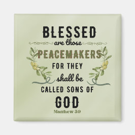 Imán Retro Matthew 5:9 Rama de olivo acuarela