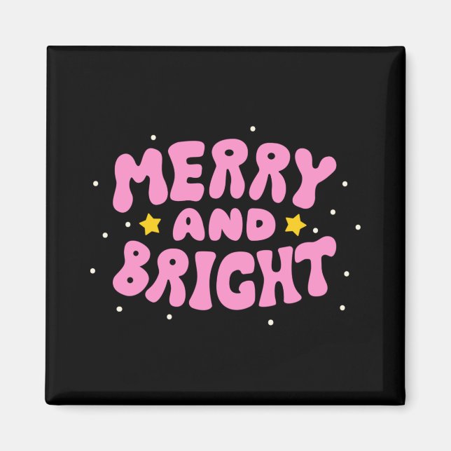 Imán Retro Merry And Bright Holiday Design  (Frente)