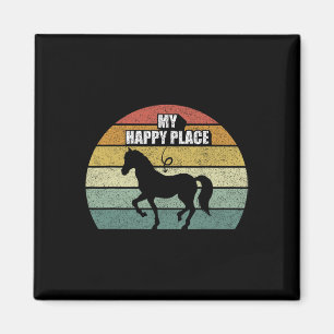 Imán Retro Mi Feliz Lugar Camisa de Caballo Montar a Ca