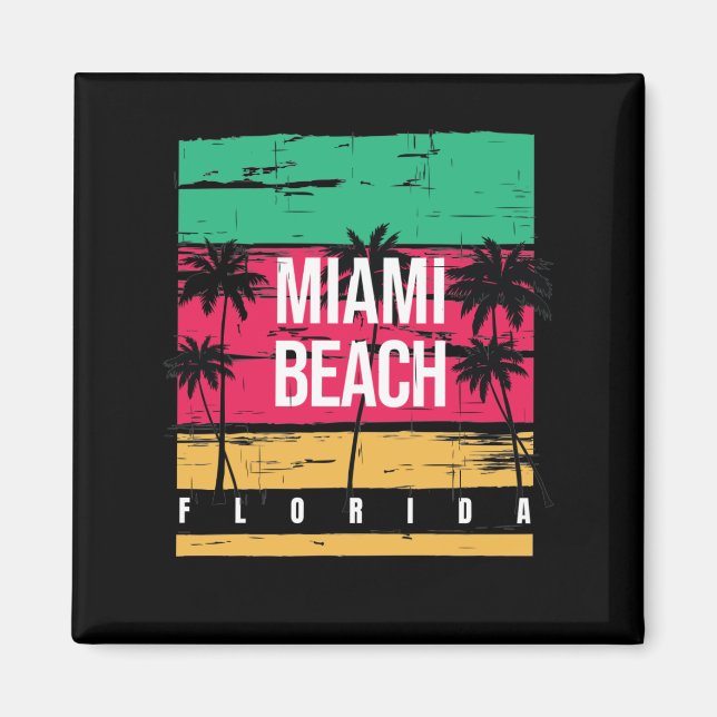Imán Retro Miami Florida Beach Souvenir (Frente)