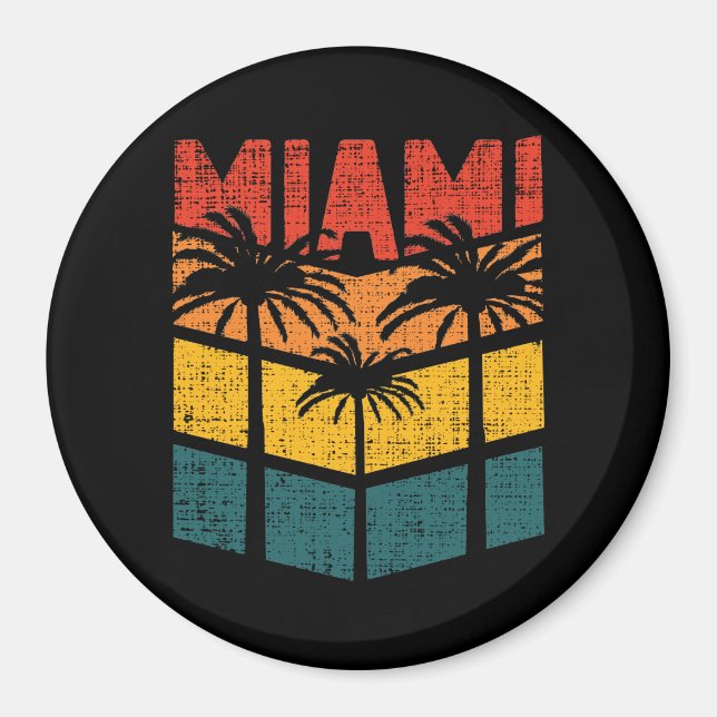 Imán Retro Miami Florida Beach Souvenir Palm Tree 80 (Frente)