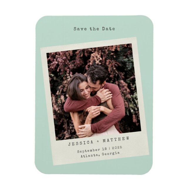 Imán Retro Mint Photo Frame Save the Date Magnet (Vertical)