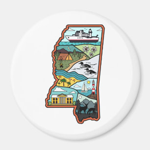 Imán Retro Mississippi Biloxi Laurel MS Estado Souvenir