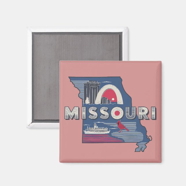 Imán Retro Missouri Silhouette (Anverso/Reverso)