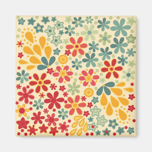 Imán Retro. Motivos florales