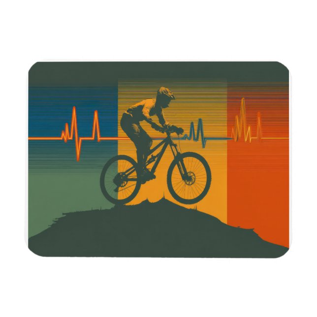 Imán Retro Mountain Biker Heartbeat (Horizontal)