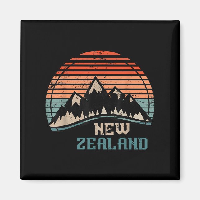 Imán Retro Mountains New Zealand  (Frente)