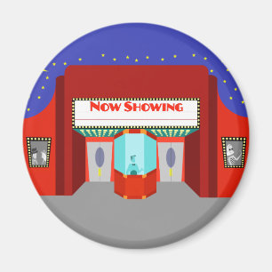 Imán Retro Movie Theatre Round Magnet