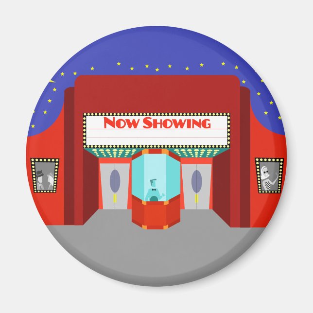 Imán Retro Movie Theatre Round Magnet (Frente)