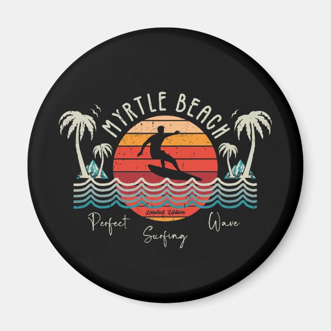 Imán Retro Myrtle Beach Surfing (Frente)