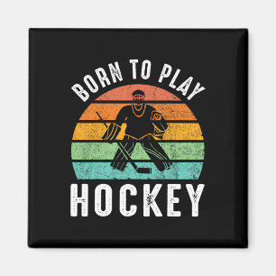 Imán Retro Nacido Para Jugar Hockey Deporte De Invierno