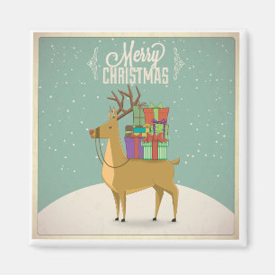 Imán Retro Navidades Magnet - Reno con paquetes