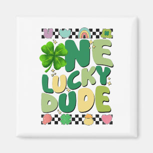 Imán Retro One Lucky Dude Día de San Patricio Trébol Su