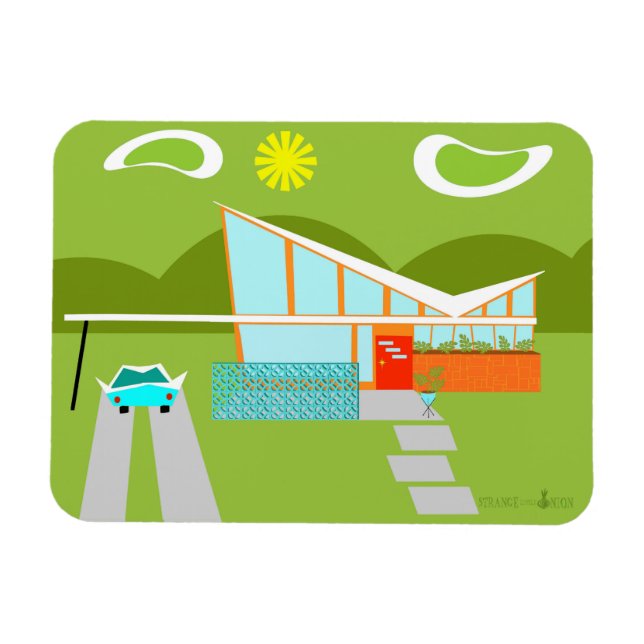 Imán Retro Palm Springs House Flexible Magnet (Horizontal)