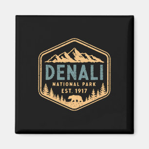 Imán Retro Parque Nacional Denali Montañas Naturaleza V
