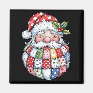Imán Retro Patchwork Santa Claus Navidades Preppy Merry