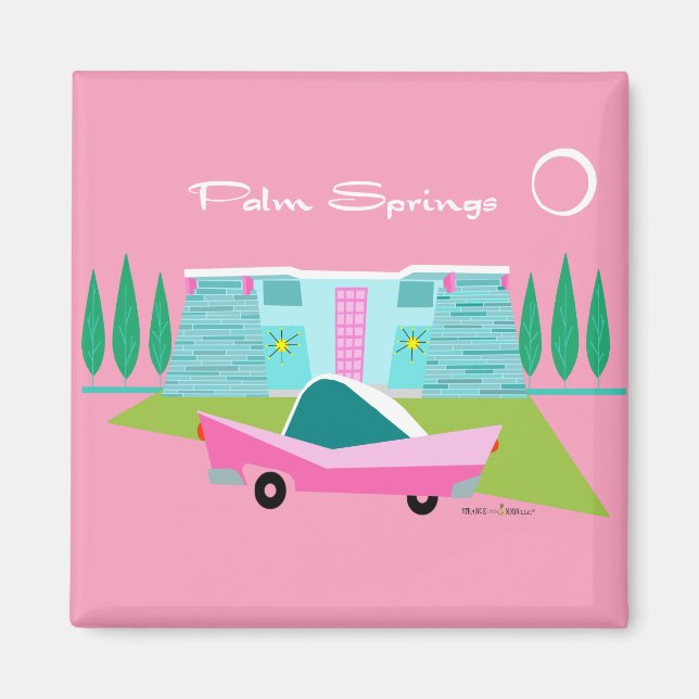 Imán Retro Pink Palm Springs Magnet (Frente)