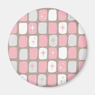 Imán Retro Pink Starburst Round Magnet