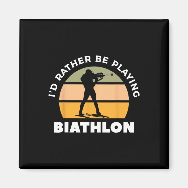 Imán Retro Prefiero Jugar Al Biatleta De Biatlón 1 (Frente)