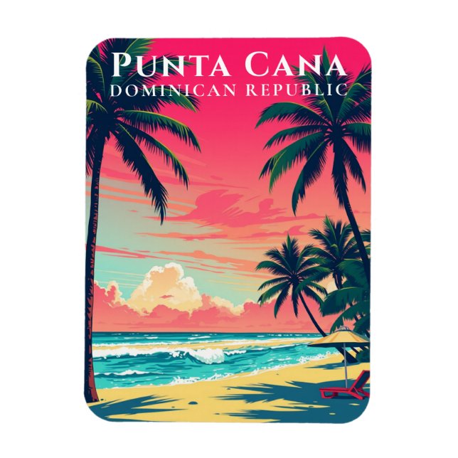 Imán Retro Punta Cana Souvenir Playa República Dominica (Vertical)