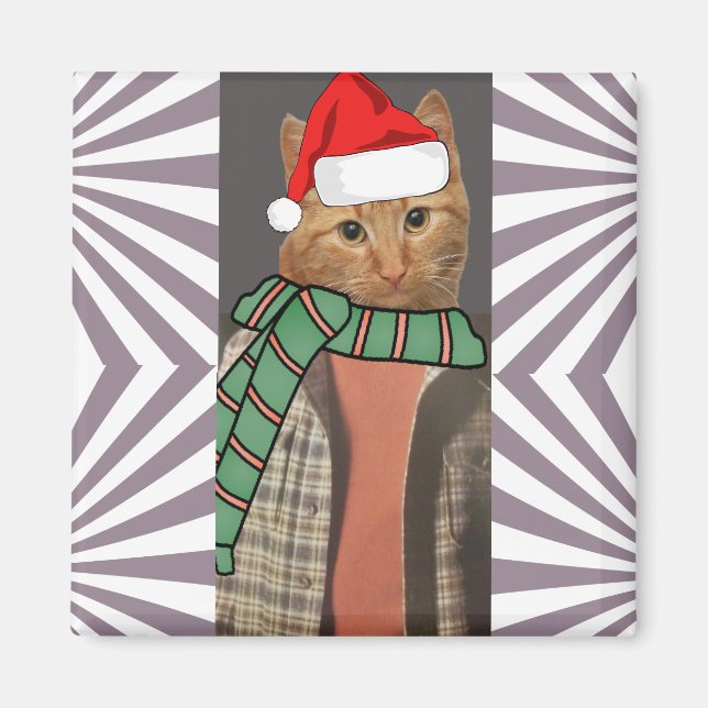 IMÁN RETRO RED GINGER CAT FUNNY NAVIDADES MAGNET (Frente)