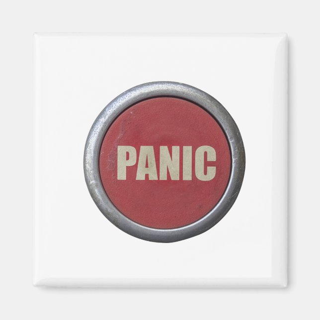 Imán Retro Red Industrial Panic Button (Frente)