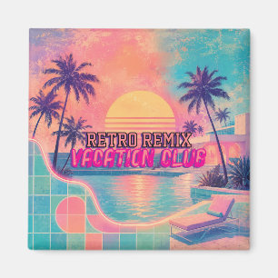 Imán Retro Remix Neon Pastel Atardecer Tropical Vinta
