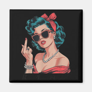 Imán Retro Respetuosamente Divertido N Arriba Chica Sy