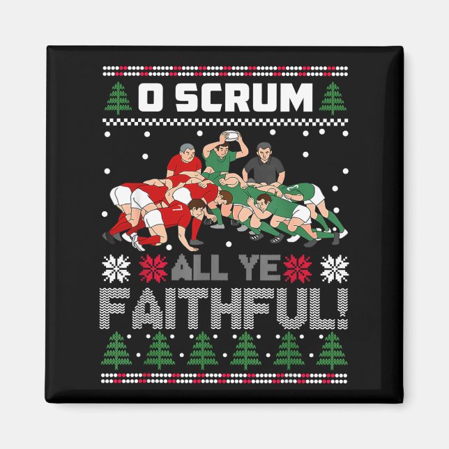 Imán Retro Rugby O Scrum All Ye Faithful Ugly Merry Chr (Frente)