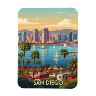 Imán Retro San Diego California Costa Skyline