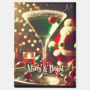 Imán Retro Santa de Navidad de los 50 Martini Verde