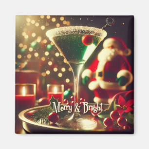Imán Retro Santa de Navidad de los 50 Martini Verde