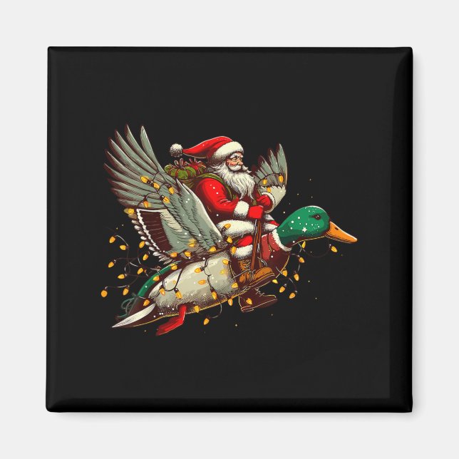 Imán Retro Santa Mallard Duck Christmas Hunting Season  (Frente)