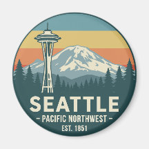 Retro Seattle Pacífico Noroeste Mt. Rainier