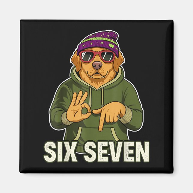 Imán Retro Six Seven Golden Retriever Graphic Gift Men  (Frente)