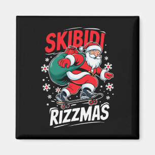 Imán Retro Skibidi Rizzmas Gracioso Santa Clause Patina