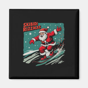Imán Retro Skibidi Rizzmas Gracioso Santa Clause Patina