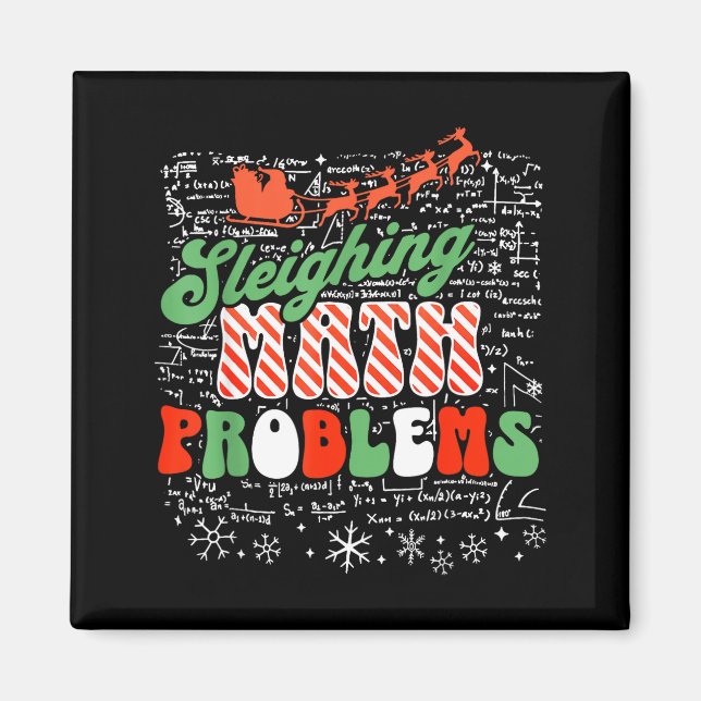Imán Retro Sleighing Math Problems Santa Math Teacher C (Frente)