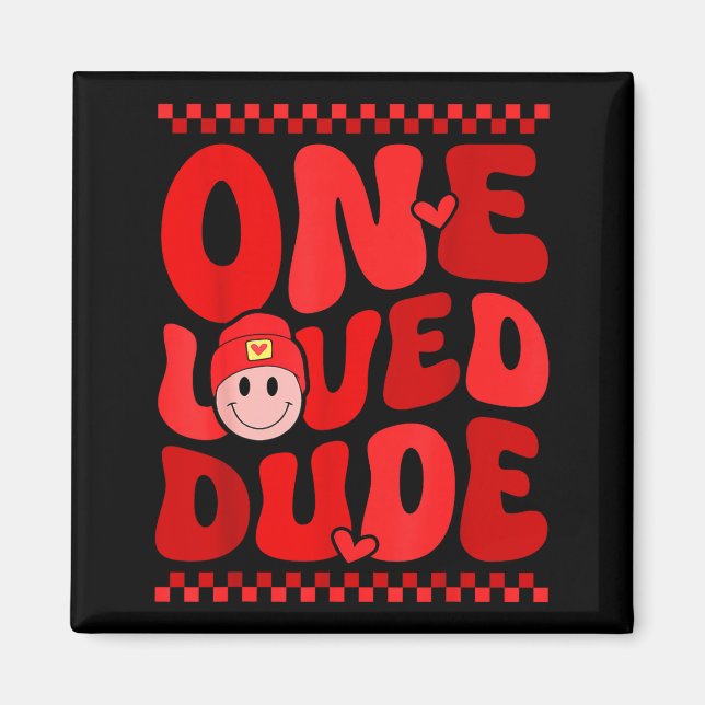 Imán Retro Smile Face One Loved Dude Valentines Day Men (Frente)