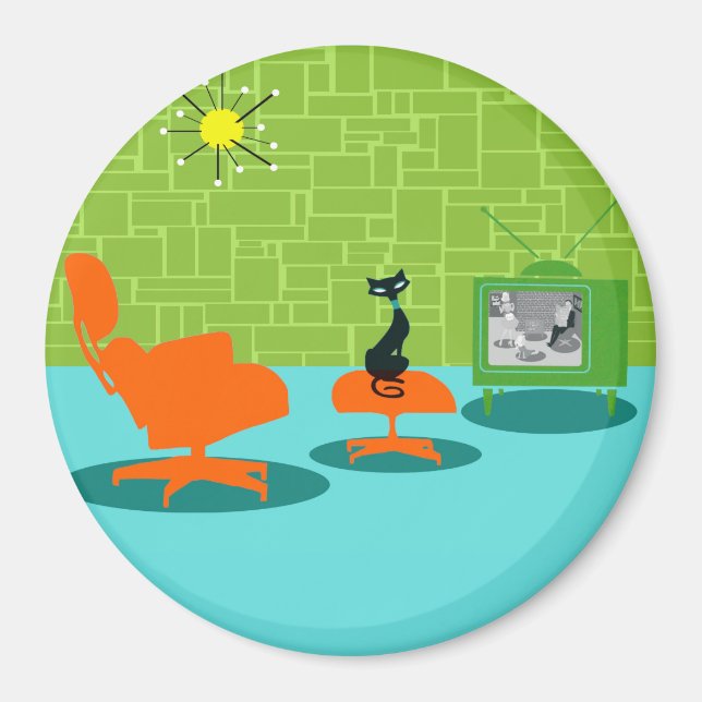 Imán Retro Space Age Kitty Magnet (Frente)